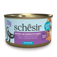 Schesir Grill Mackerel and Sardines with Squids ШЕЗІР МАКРЕЛЬ З САРДИНОЮ в соусі натуральні консерви беззерновий корм для котів, 70 г