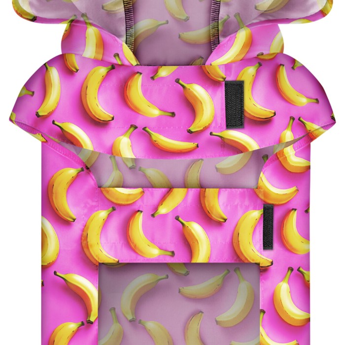 Дощовик-накидка з капюшоном для собак WAUDOG Clothes,  "Банани на рожевому", S, А 32-35 см, B 41-52 см