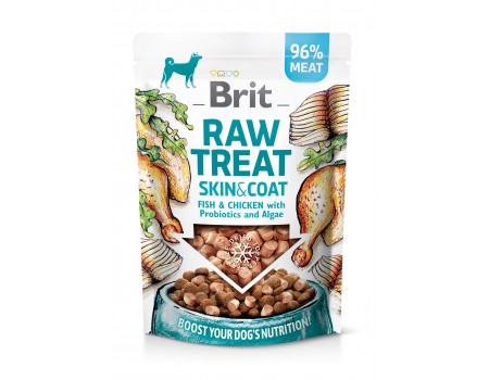 Лакомство для собак Brit Raw Treat freeze-dried Skin and Coat для кожи и шерсти, рыба и курица, 40 г