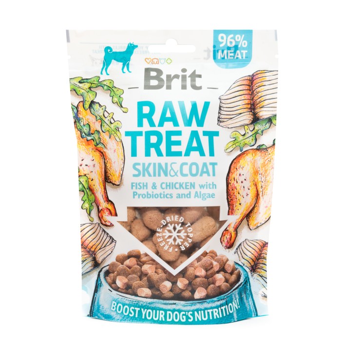 Лакомство для собак Brit Raw Treat freeze-dried Skin and Coat для кожи и шерсти, рыба и курица, 40 г