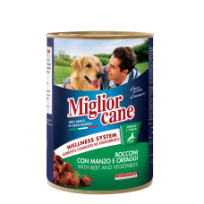 Влажный корм для собак Migliorcane с  кусочками говядины и овощами, 405 г