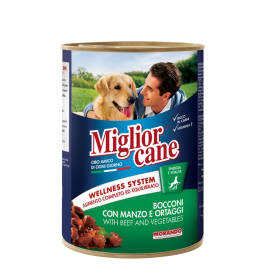 Влажный корм для собак Migliorcane с  кусочками говядины и овощами, 405 г
