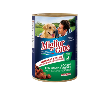 Вологий корм для собак Migliorcane зі шматочками яловичини та овочами, 405 г