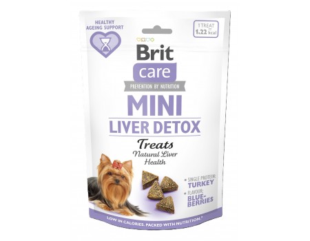 Лакомство Brit Care Mini Treats Liver Detox для собак малых пород, для детокса печени, с индейкой и вкусом черники, 50 г