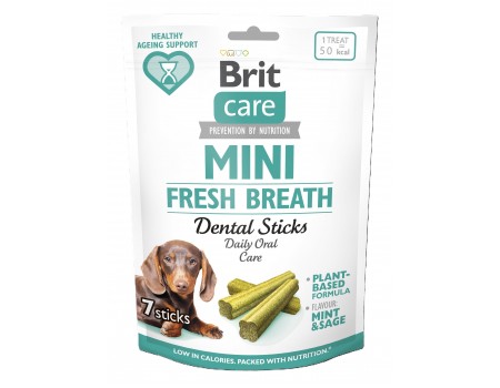 Лакомство Brit Care Mini Treats Fresh Breath для собак малых пород, для свежего дыхания и здоровья зубов, 7 шт / 120 г