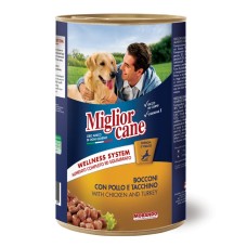 Влажный корм для собак Migliorcane с кусочками курицы и индейки, 1250 г