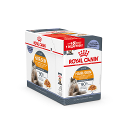 Вологий корм ROYAL CANIN HAIR & SKIN JELLY, для дорослих котів, здорова шкіра та вовна, 9+3 шт, 12х85 г