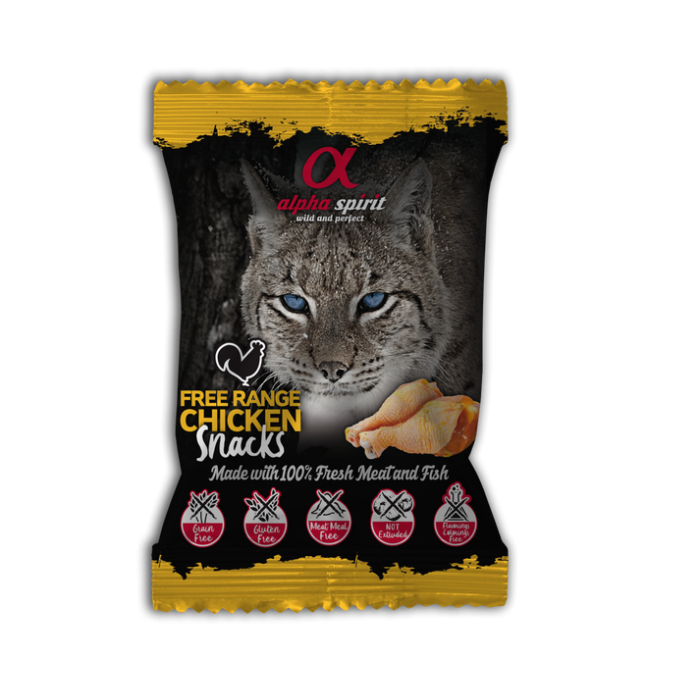 Напіввологі ласощі для котів Alpha Spirit CAT Snacks Chicken, кубики з куркою, 50 г