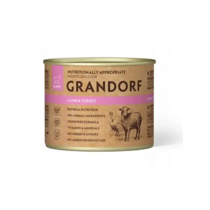 Вологий корм Grandorf, для цуценят, з ягням та індичкою, 200 г