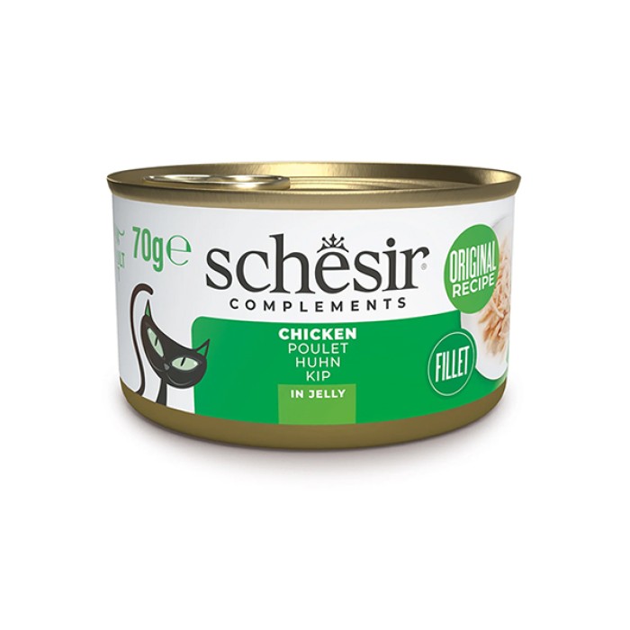Schesir Chicken ШЕЗІР КУРЯЧЕ ФІЛЕ в желе в желе вологий корм консерви для котів, банка 70г