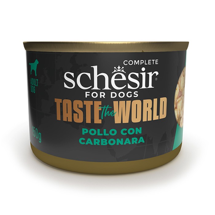 Влажный корм для собак Schesir Taste the World курица с карбонарой в бульоне, 150 г
