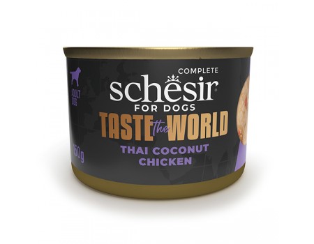 Влажный корм для собак Schesir Taste the World Chicken Thai Coconut ШЕЗИР КУРКА ПО-ТАЙСКИ в бульоне, банка 150 г