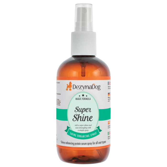 Спрей-сироватка Dezynadog Super Shine, для блиску, кондиціонує шерсть, полегшує ковзання щітки та гребінця по шерсті,  з протеїном, 250 мл