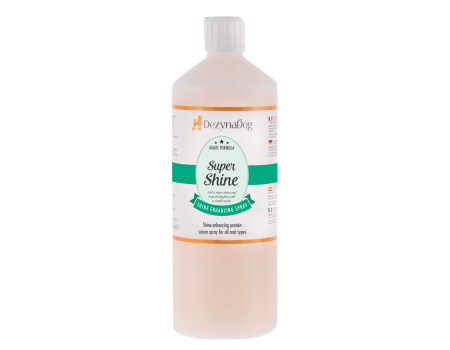 Спрей-сироватка Dezynadog Super Shine, для блиску, кондиціонує шерсть, полегшує ковзання щітки та гребінця по шерсті,  з протеїном, 1 л