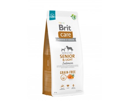 Корм для стареющих собак Brit Care Dog Grain-free Senior & Light беззерновой с лососем, 12 кг