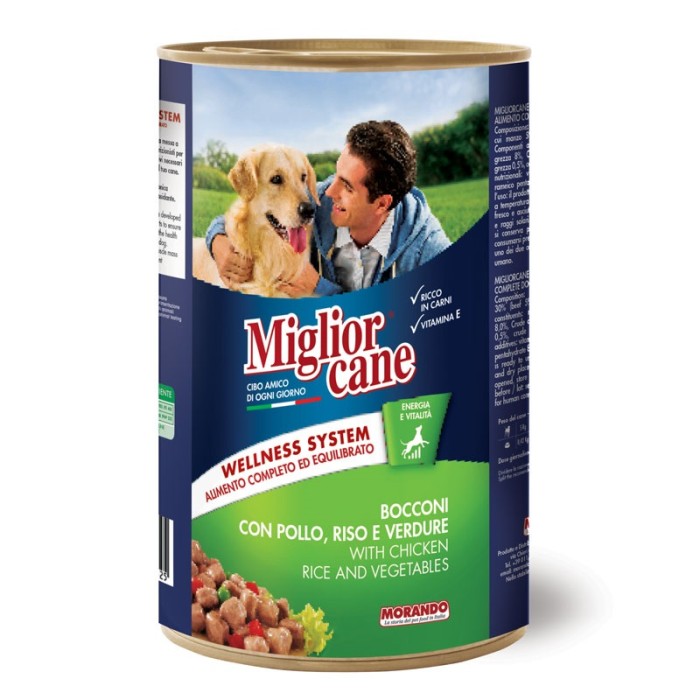 Влажный корм для собак Migliorcane  с кусочками курицы, рисом и овощами, 1250 г