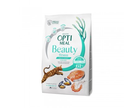 Сухий корм для кішок Optimeal Beauty Fitness Sterilised Healthy Weight & Joints (морепродукти) 4кг