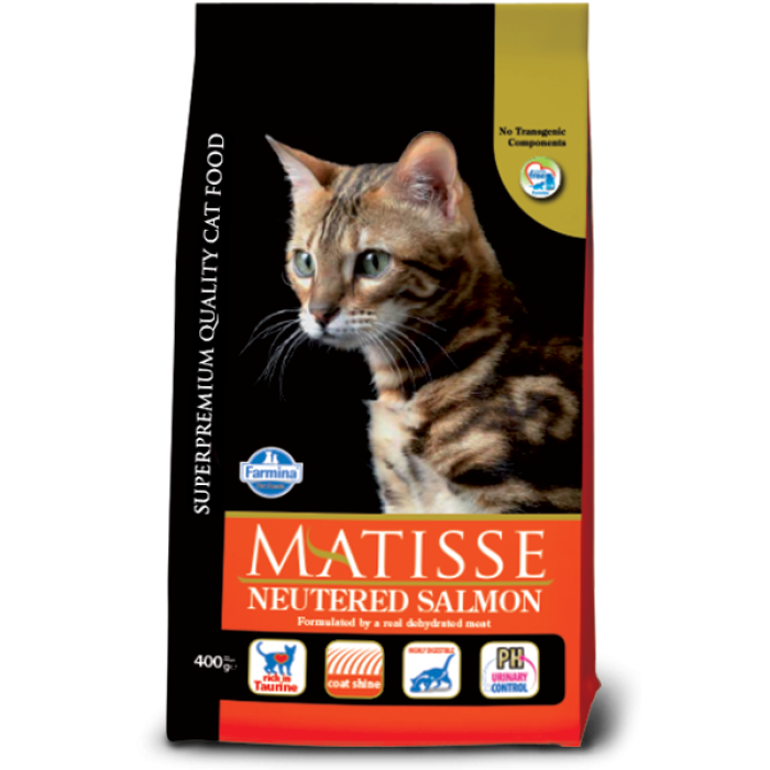 Полнорационный сухой корм Фармина MATISSE NEUTERED SALMON для стерилизованных котов с лососем, 400 г 31228