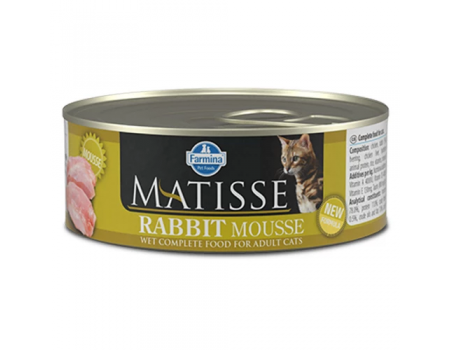 Влажный корм Farmina Matisse Cat Mousse Rabbit для взрослых кошек, с кроликом, 85 г