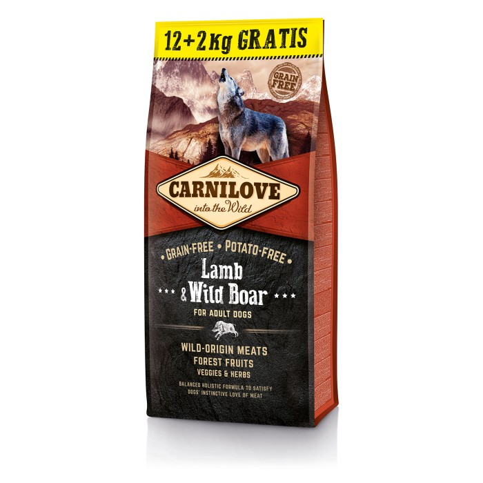 Сухий корм Carnilove Lamb and Wild Boar, для дорослих собак усіх порід, з ягнятиною та диким кабаном, 12+2 кг