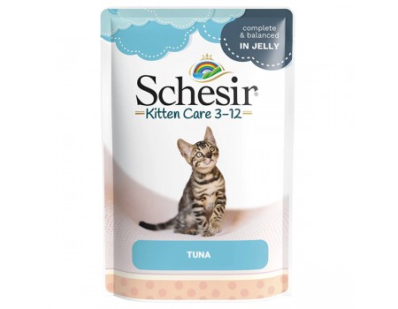 Schesir Tuna Kitten ШЕЗИР ТУНЕЦ ДЛЯ КОТЯТ влажный корм натуральные консервы для котят, тунец в желе, пауч 100 г , 0.1 кг.