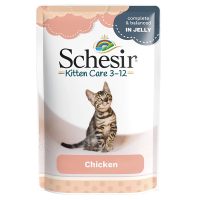 Schesir Kitten Care Chicken ШЕЗІР ФІЛЕ КУРКИ ДЛЯ КОШЕНЯТ натуральні консерви в желе для кошенят, вологий корм, пауч 85г