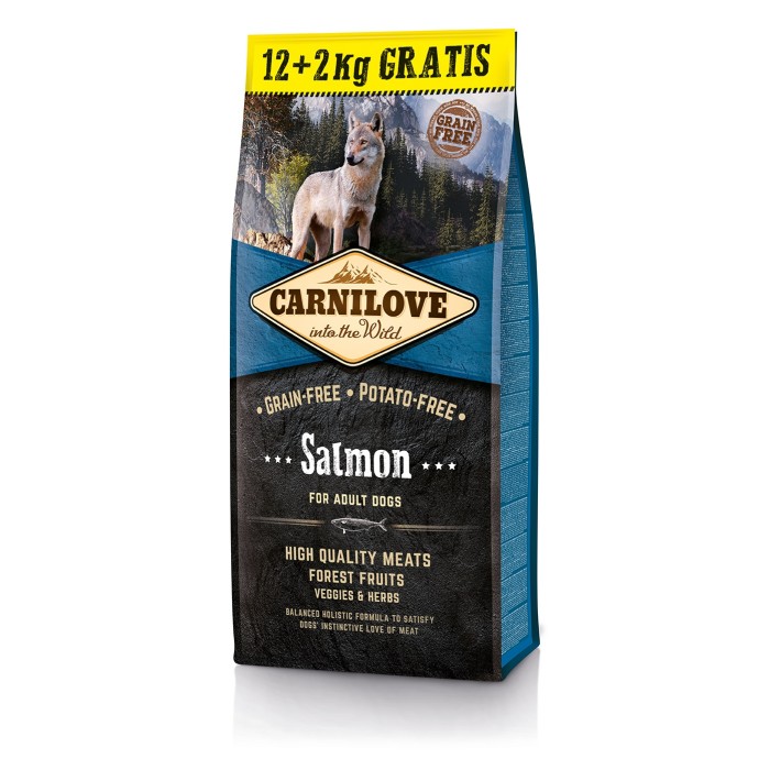 Сухой корм Carnilove Salmon, для взрослых собак всех пород, с лососем, 12+2 кг