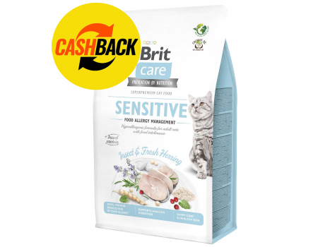 Сухой корм для кошек с пищевой непереносимостью Brit Care Cat GF Insect с насекомыми и рыбой 0,4 кг