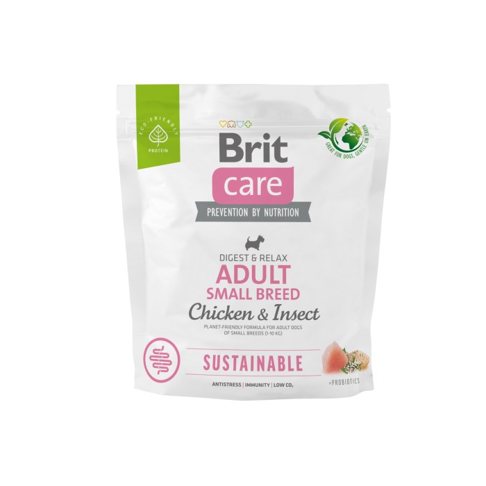 Корм для собак малих порід Brit Care Dog Sustainable Adult Small Breed з куркою та комахами, 1 кг