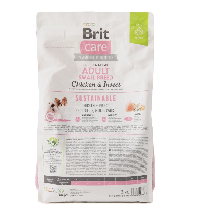 Корм для собак малих порід Brit Care Dog Sustainable Adult Small Breed з куркою та комахами, 3 кг