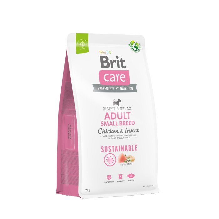 Корм для собак малих порід Brit Care Dog Sustainable Adult Small Breed з куркою та комахами, 7 кг