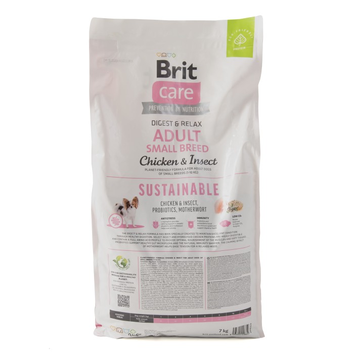 Корм для собак малих порід Brit Care Dog Sustainable Adult Small Breed з куркою та комахами, 7 кг