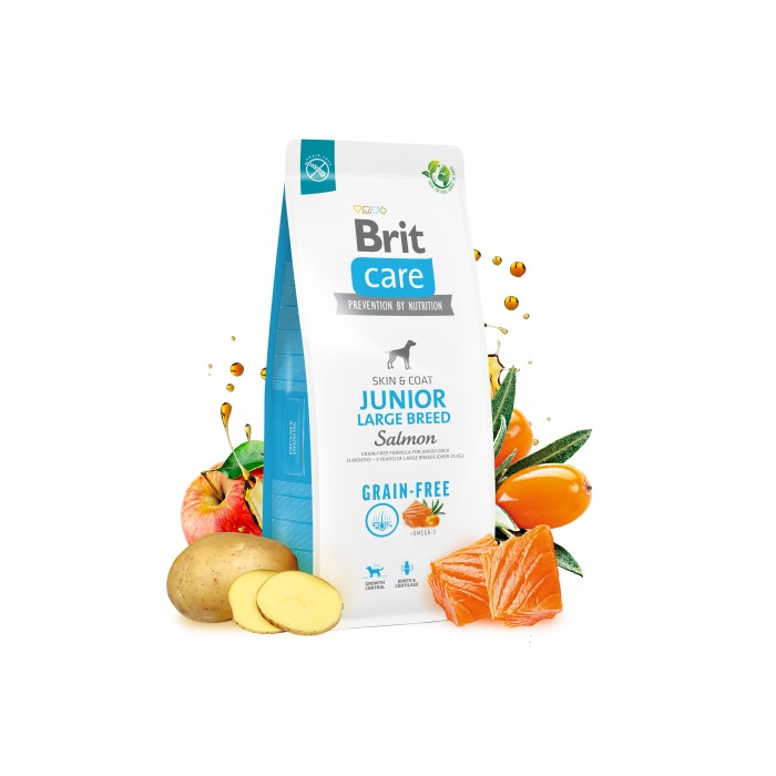 Корм для молодых собак больших пород Brit Care Dog Grain-free Junior Large Breed беззерновой с лососем, 3 кг