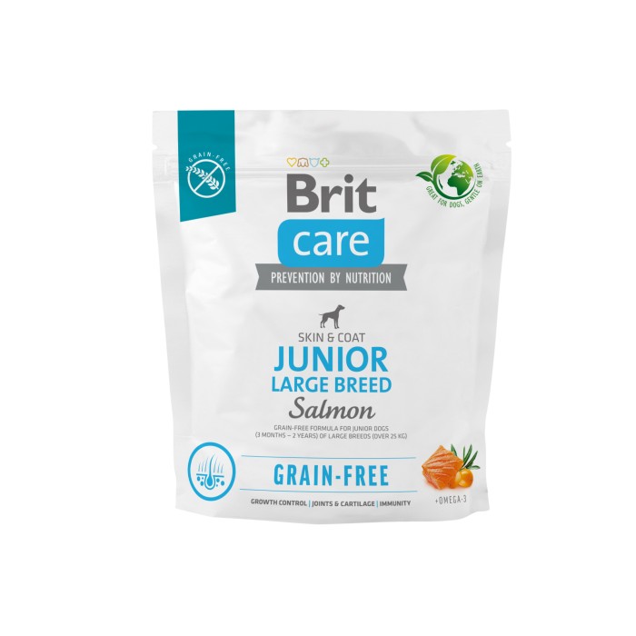 Корм для молодых собак больших пород Brit Care Dog Grain-free Junior Large Breed беззерновой с лососем, 1 кг