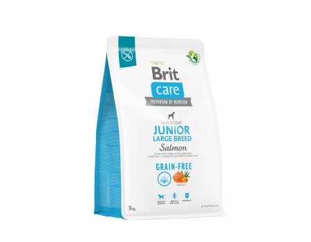 Корм для молодых собак больших пород Brit Care Dog Grain-free Junior Large Breed беззерновой с лососем, 3 кг