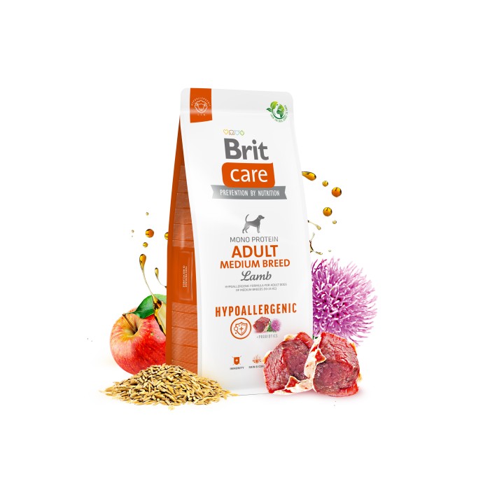 Корм для собак средних пород Brit Care Dog Hypoallergenic Adult Medium Breed гипоаллергенный с ягненком, 1 кг