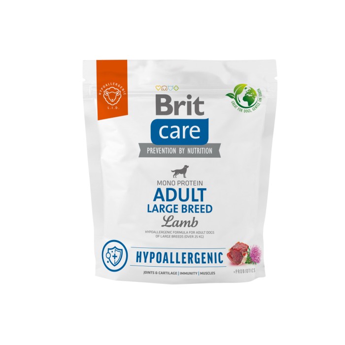Корм для собак больших пород Brit Care Dog Hypoallergenic Adult Large Breed гипоаллергенный с ягненком, 1 кг