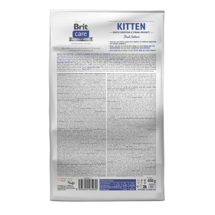 Сухой корм для котят Brit Care Cat GF Kitten Gentle Digestion Strong Immunity с лососем, 7 кг