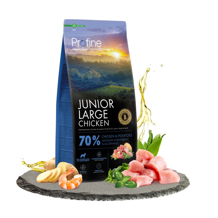 Сухой корм Profine Junior Large Chicken, для щенков и юниоров больших пород, с курицей и картофелем, 12 кг