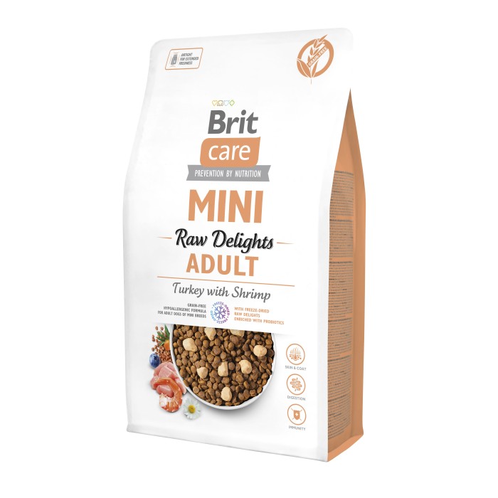 Корм сухий для собак малих порід  Brit Care Mini Raw Delights Turkey with Shrimp індичка з креветкою 2кг