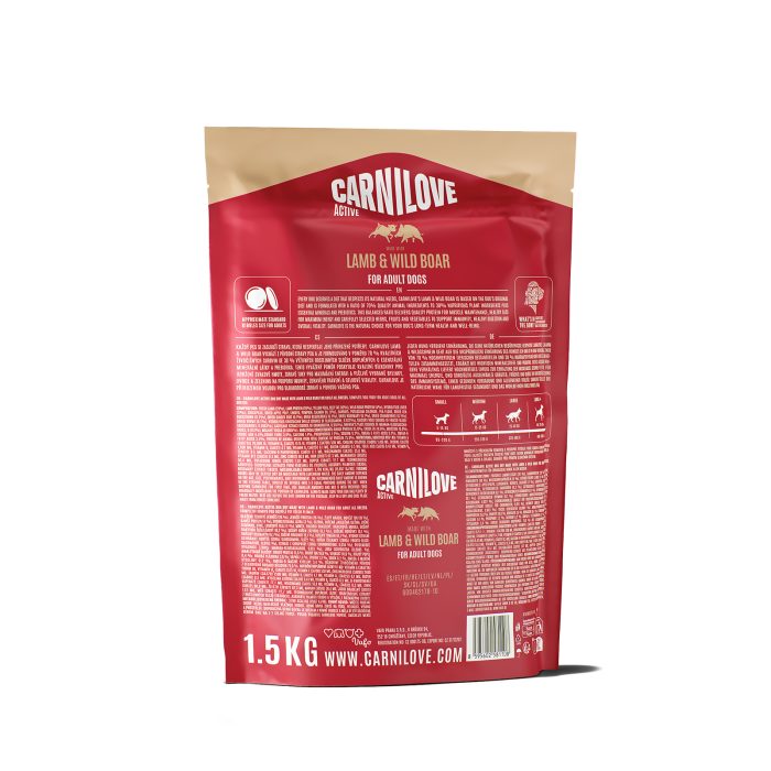 Корм сухий Carnilove Active Lamb & Wild Boar для собак ягня і дикий кабан 1,5 кг