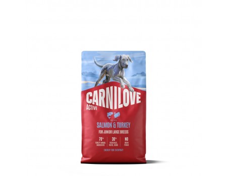 Корм сухий Carnilove Active Salmon & Turkey Junior Large Breed для молодих собак великих порід лосось та індичка 4 кг