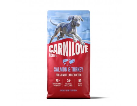 Корм сухий Carnilove Active Salmon & Turkey Junior Large Breed для молодих собак великих порід лосось та індичка 12 кг