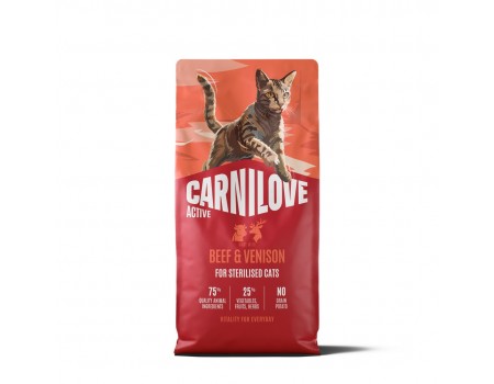 Корм сухий Carnilove Active Beef & Venison Sterilised для стерилізованих котів яловичина та оленина 6 кг