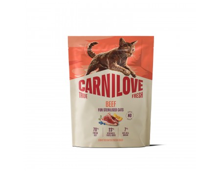 Корм сухий Carnilove True Fresh Beef Sterilised для стерилізованих котів яловичина 400 г