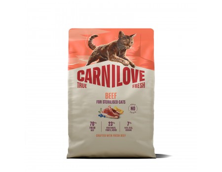 Корм сухой Carnilove True Fresh Beef Sterilised для стерилизованных кошек, говядина, 2 кг