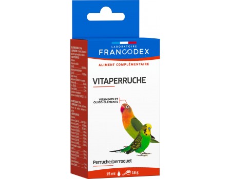 Вітаміни та мікроелементи для папуг LABORATOIRE FRANCODEX VITAPERRUCHE, 2 пляшки 18 г та 15 мл