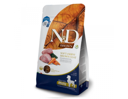 Сухий беззерновий корм Farmina N&D BROWN для собак дрібних порід з коричневою шерстю, з ягням, спіруліною та морквою, (X/04/192) 2 кг