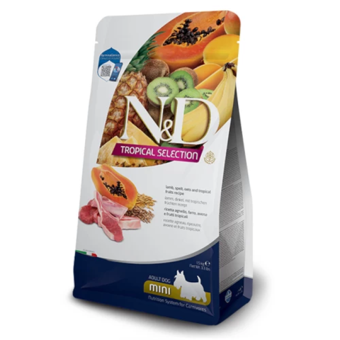 Сухой низкозерновой корм Farmina N&D TROPICAL SELECTION для взрослых собак мелких пород, с ягненком и тропическими фруктами, (42316) 1,5 кг
