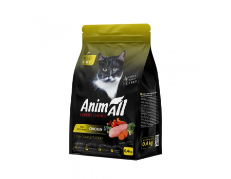 Полнорационный сухой корм Animall, для кошек, со свежей курицей, 0.4 кг